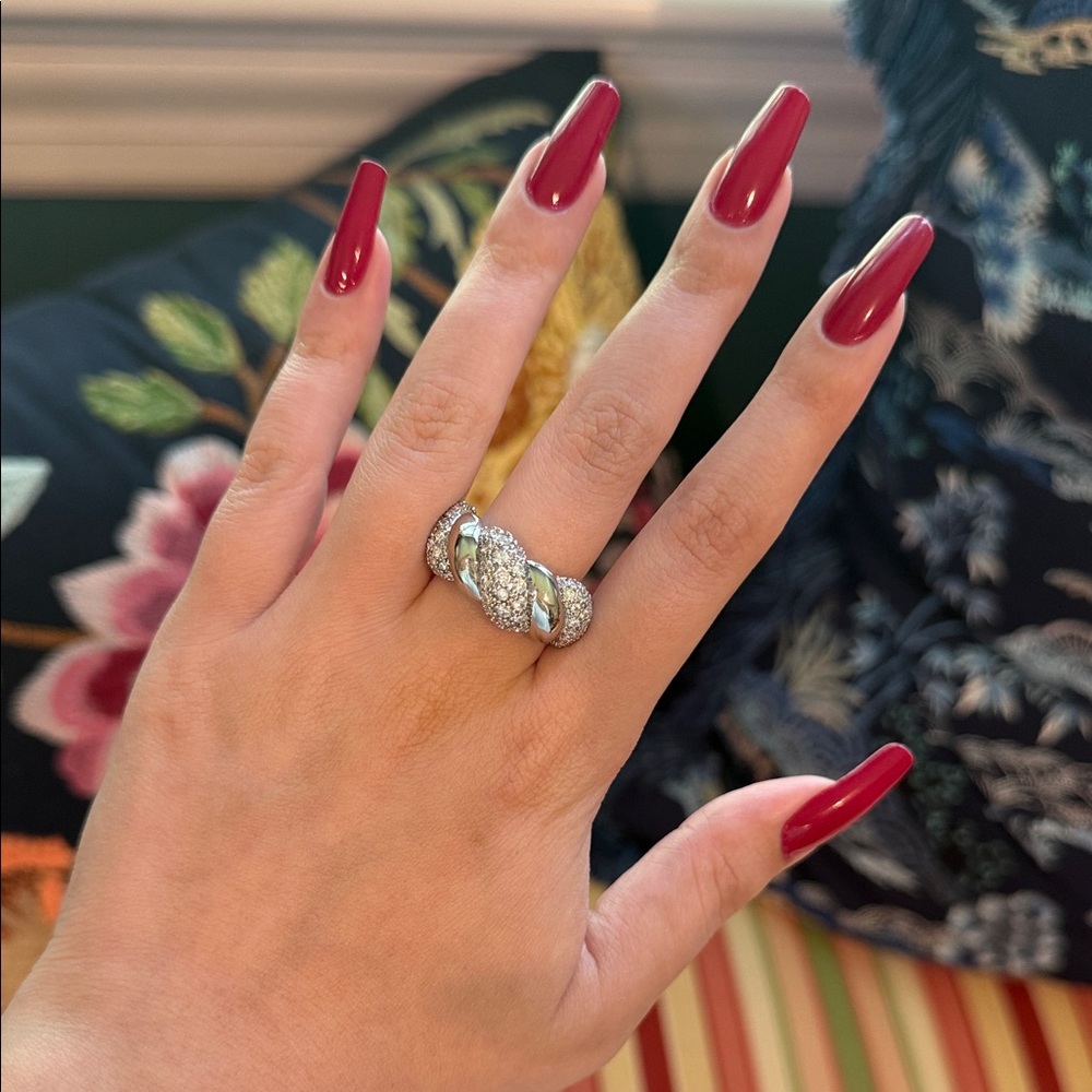 Silver Braided Ring with CZ stones (NEW)